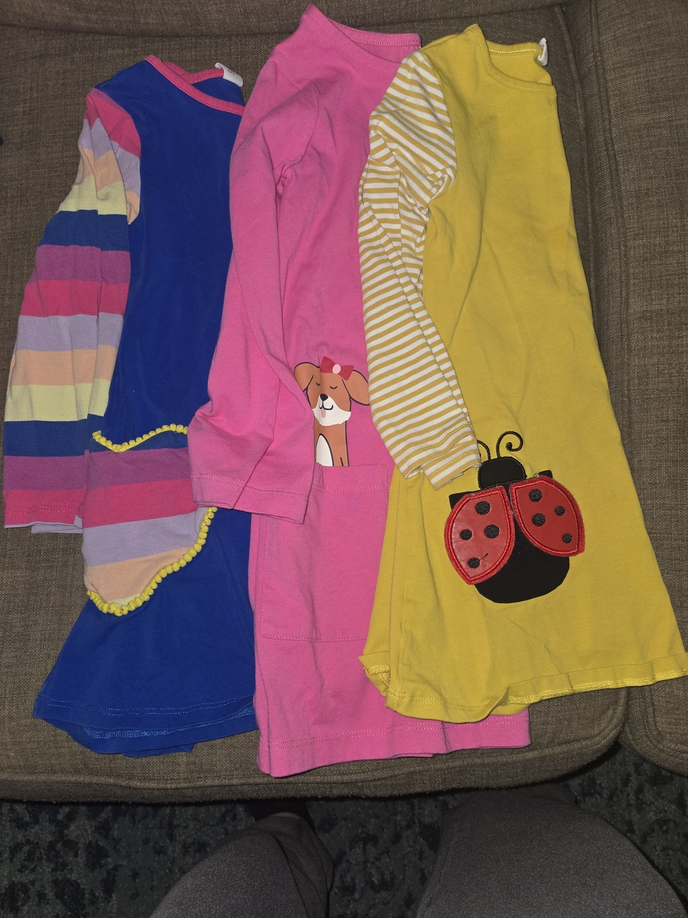 Girls' Colorful Long-Sleeve Dress Lot - Blue, Pink & Yellow